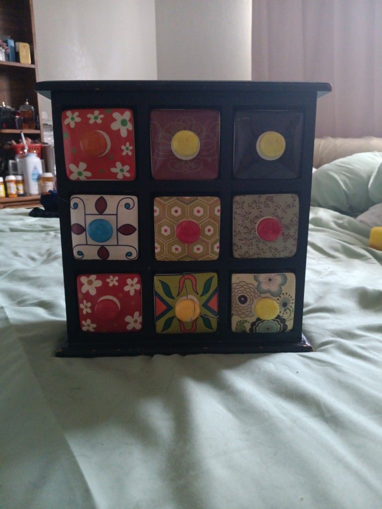 Vintage Wooden Spice Drawer Cabinet