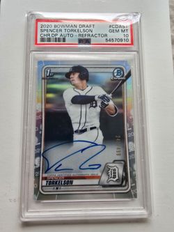 2020 Bowman Draft Chrome Refractor Auto CDA-ST 240/499 Spencer Torkelson PSA 10