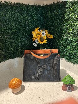 Black and Brown Croc Style Handbag