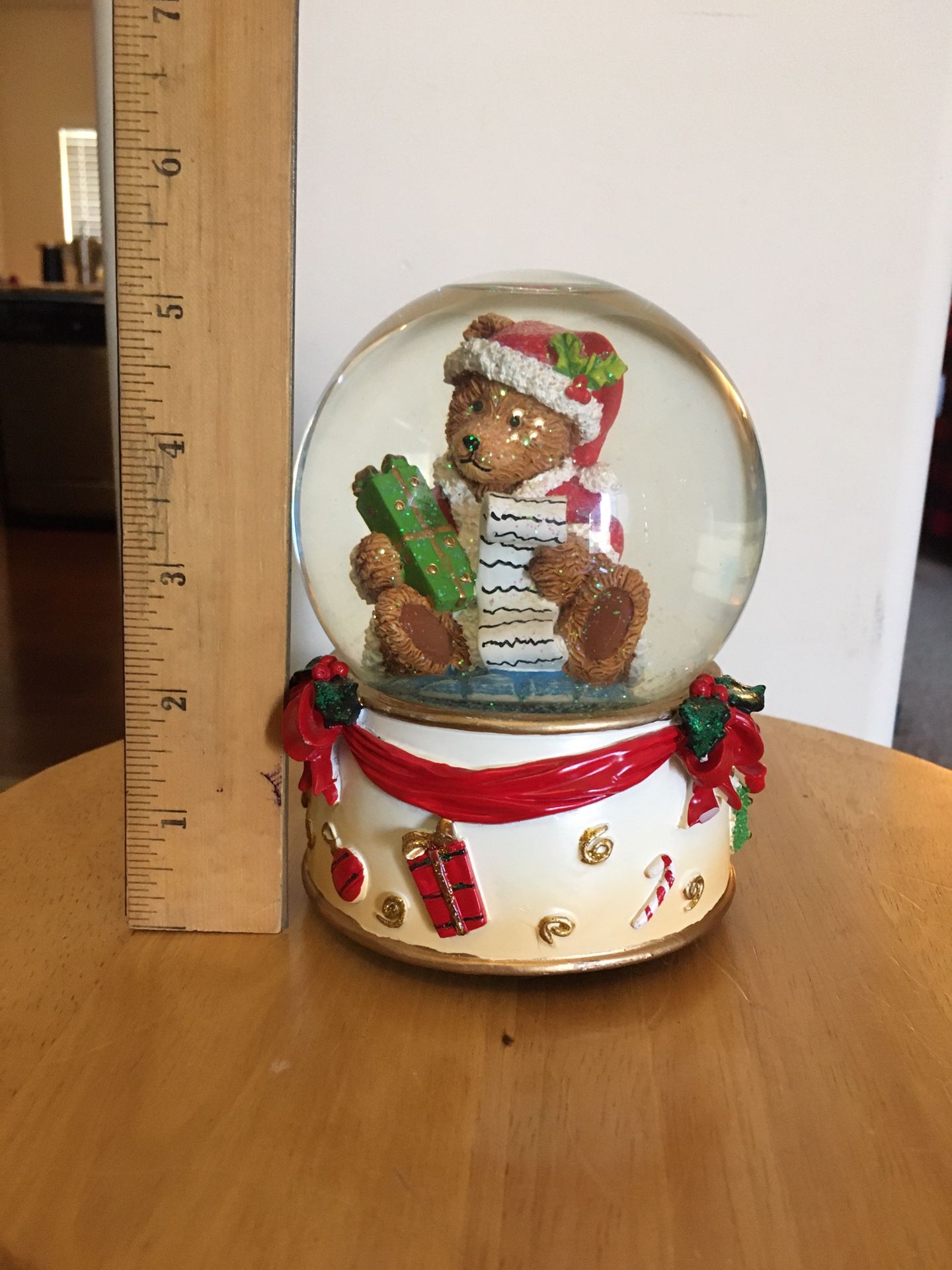 Christmas Bear Snowglobe Music Box