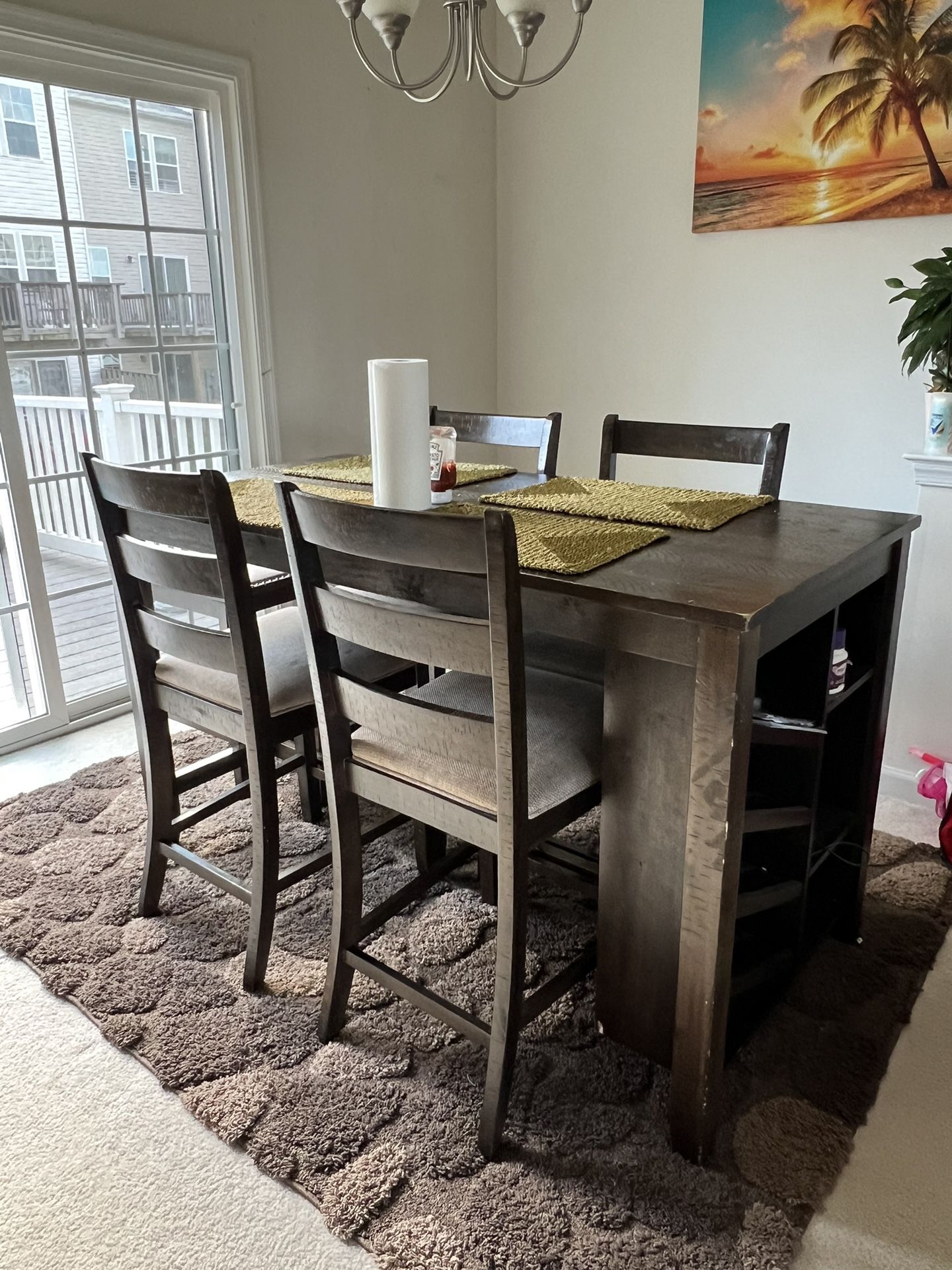 Dark Brown Dining Table With 4 Chairs 