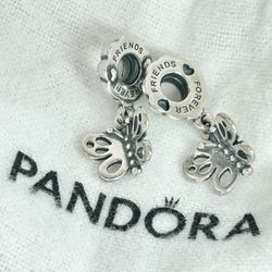 2 Pandora dangle butterfly charms