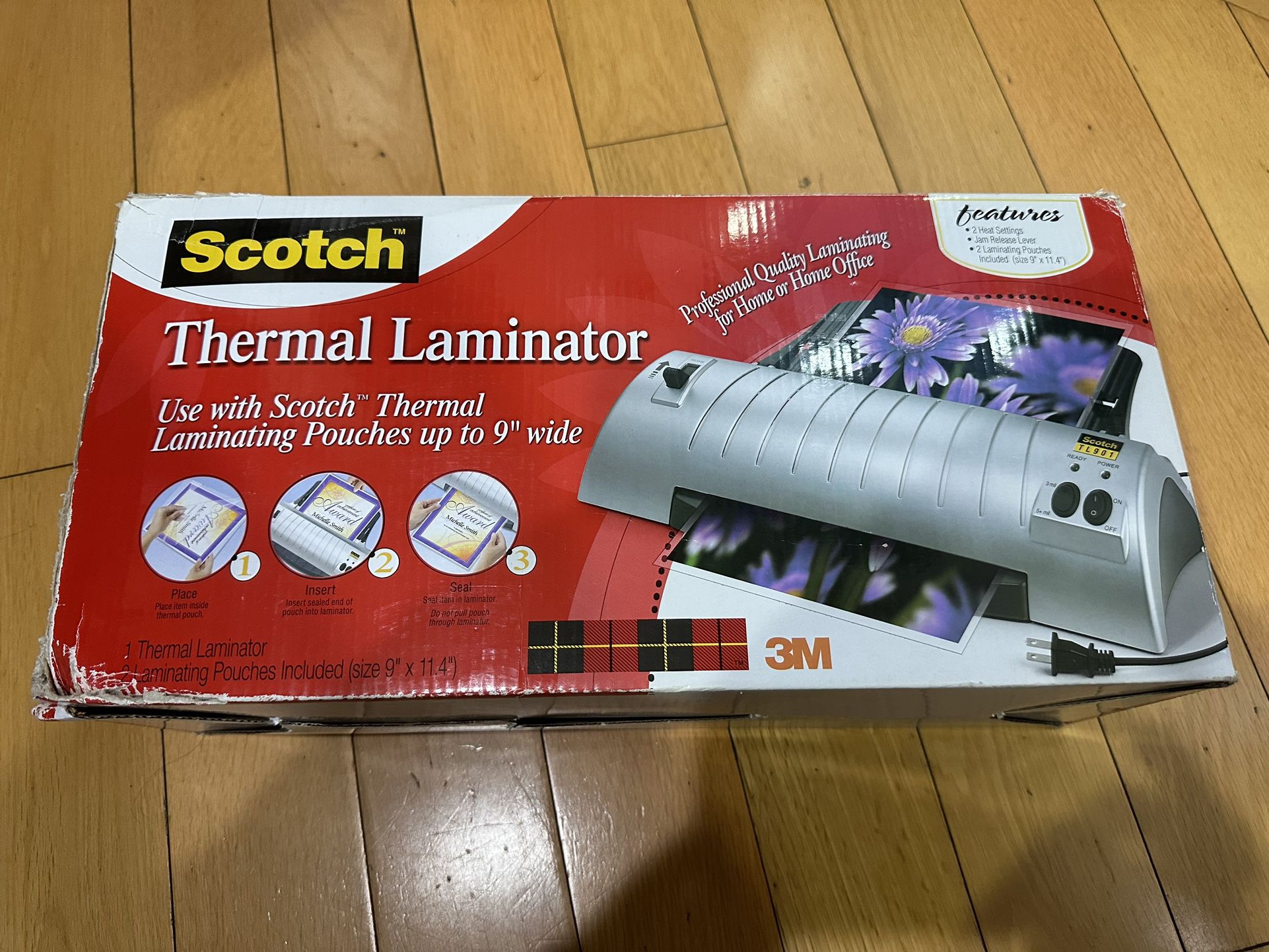 scotch Thermal Laminator and 100 laminating sheets pouches 8.5” x 11”