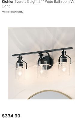 Kichler 55079BK Everett 3 Light 24" Wide Bathroom Vanity Light