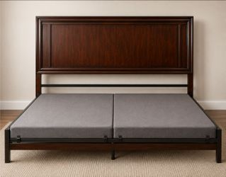 King Bed Frame with Wood Headboard