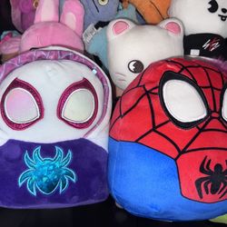 Spider-Man and Gwen squishmallows