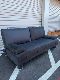 Modern Convertible Futon Sofa Bed with Cup Holders & Slipcover