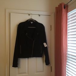 BLACK MOTO JACKET, NEW WT, EXTRA LARGE,92% Cotton,8% Spandex,,,,not Leather
