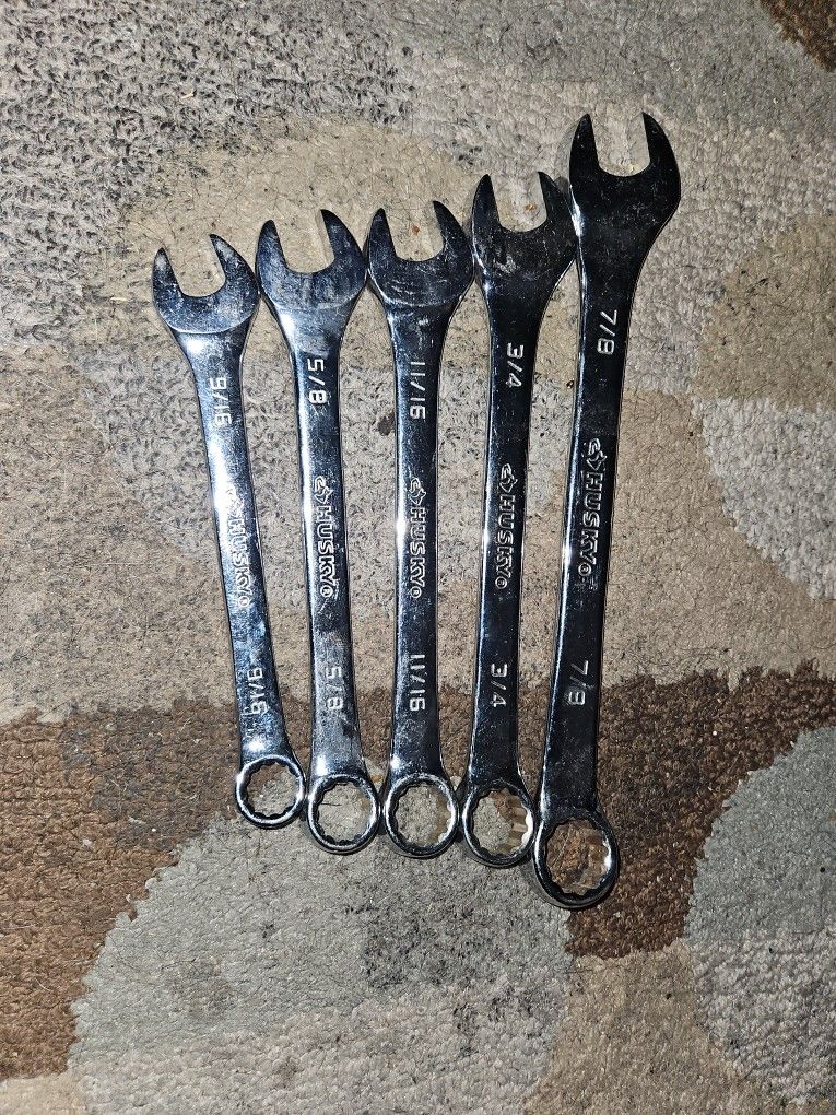 Husky Standard Wrench Set 7/8, 3/4, 11/16, 5/8, 9/16
