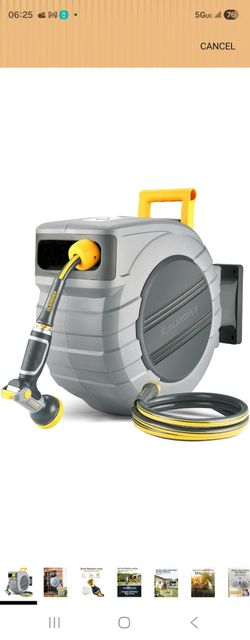 GLAHODEN 5/8 in x 100 ft Retractable Garden Hose Reel with Automatic Rewind
Wall Mount, Any Length Lock, UV Resistant,Heavy Duty, 180° Swivel, 3/4 in 
