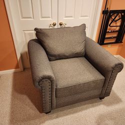 Oversized Grey Accent Chair W/ Pillows