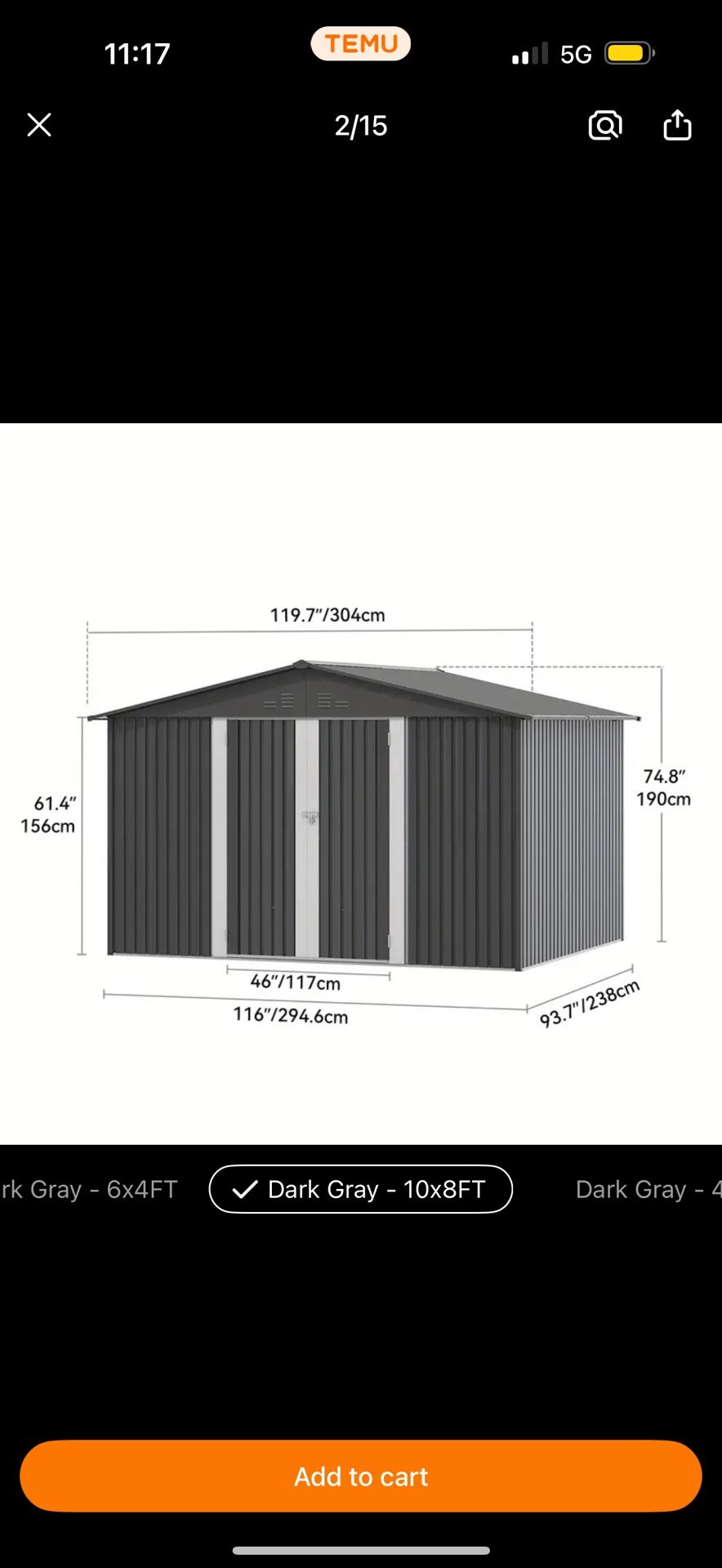 Brand New 10x8ft Shed Dark Grey