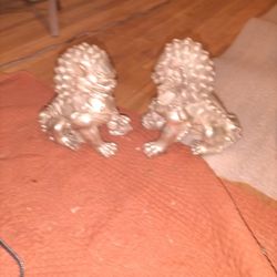 Chinese Foo Silver  Colored Lion