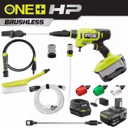 RYOBI ONE+ HP 18-Volt Brushless EZClean 600 PSI 0.7 GPM Cordless Electric Power Cleaner w/ 4.0Ah Battery, Charger, Accessories 