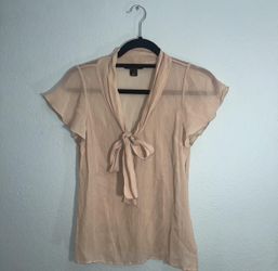 Elegant Tan Sheer Blouse by St. John