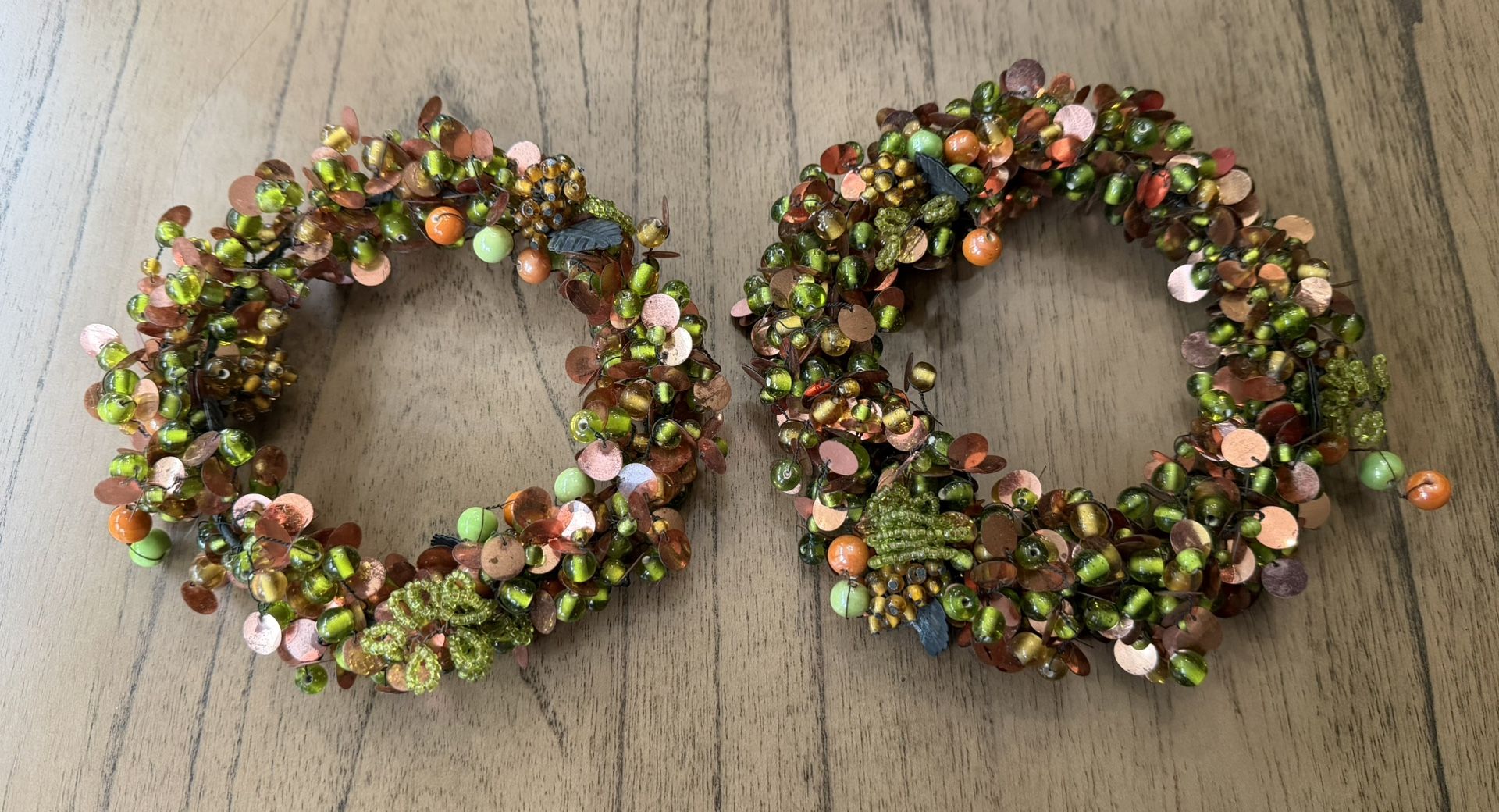 Set of 2 Beaded Berry Candle Pillar Rings