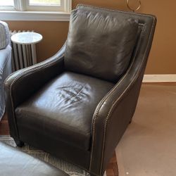 Leather Chair and Ottoman 