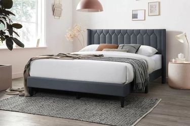 Full Grey Euro Platform Bed With Ortho Mattress Included!!