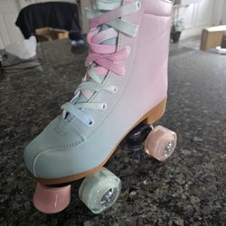 Pastel Quad Roller Skates with Colorful Wheels Size 4