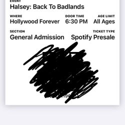 Halsey Concert Ticket- Hollywood Forever Cemetery 