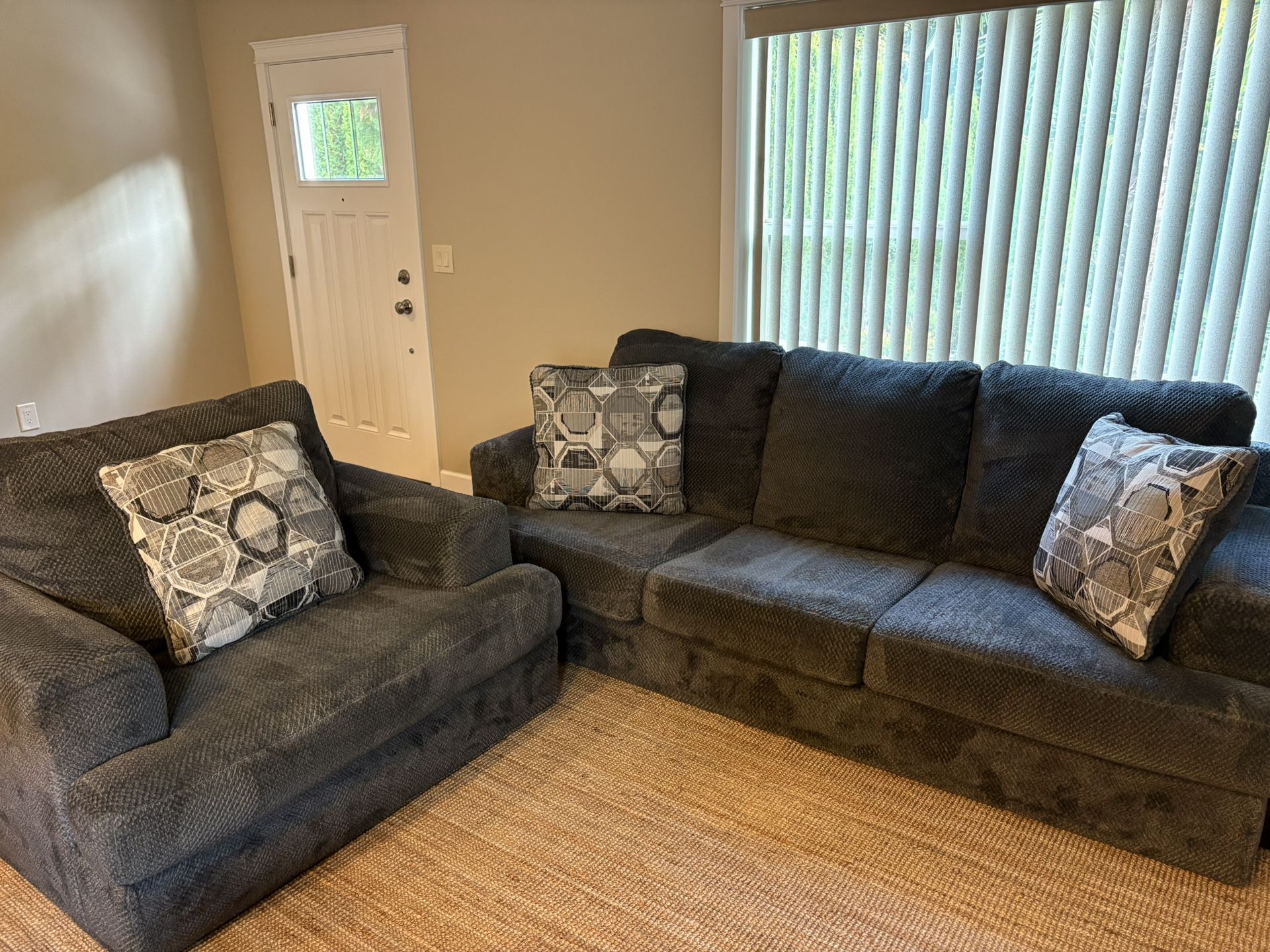Dark Grey Couch and Arm Chair Set