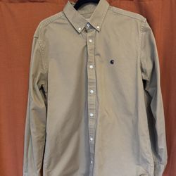 Khaki Carhartt Button Up Shirt Sz. L