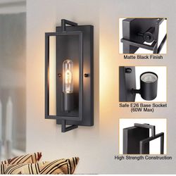 Industrial Wall Sconces Set of 2, Vintage Wall Light Fixture with E26 Base (X002NO3T6J)