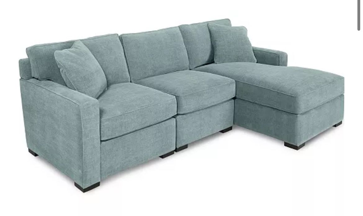 Wayfair Blue L Shaped Sectional Sofa (right Hand Facing) - Main Image