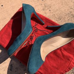 Christian Louboutin Teal Suede Simple Pumps Size 37