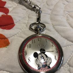 Mickey Mouse Pocket Watch With Tin