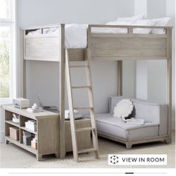 Pottery Barn Teen Hampton Loft Bed With Loveseat, Media And Bookshelf