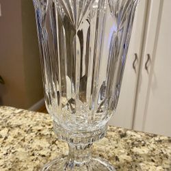 REDUCED! Beautiful Large 2-Piece Hurricane Style Lead Crystal Pillar/Taper Candle Holder 12 Inch Tall in Excellent Condition! 