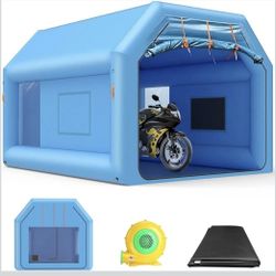 10 x 8.2 x 7.2 FT Inflatable Paint Booth Portable Paint Booth Spray Paint Tent with Air Filter System & Blower for DIY Spray Car Truck Motorcycle Gara