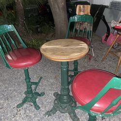 Vintage/Antique Bar Stools And Table Set 