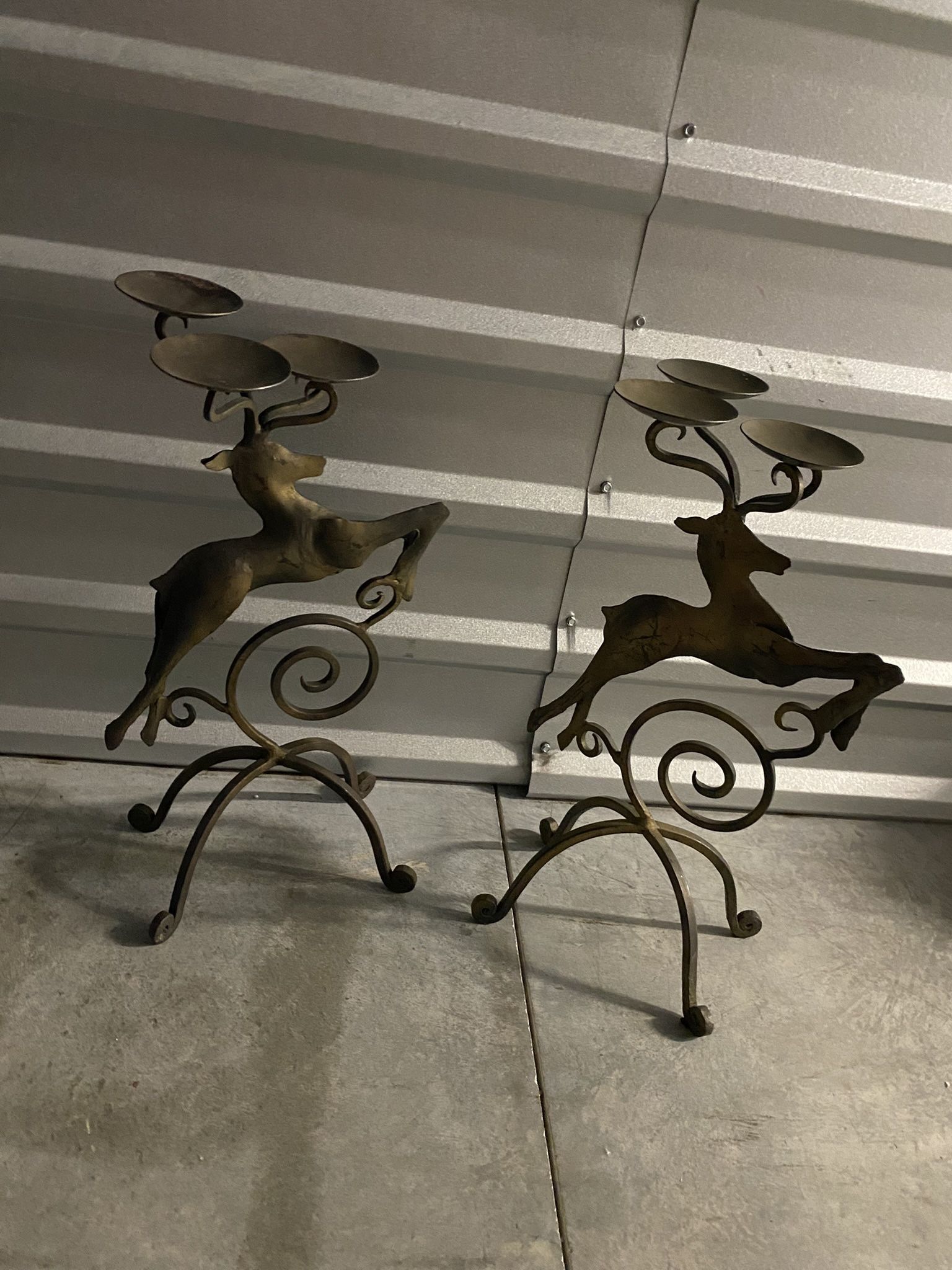 2 Wrought Iron Reindeer Candle Holder 