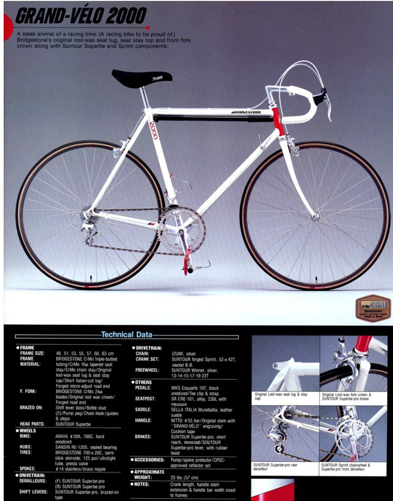 SUPER RARE 1986 Bridgestone Grand Velo 2000 54cm Road Bike for 