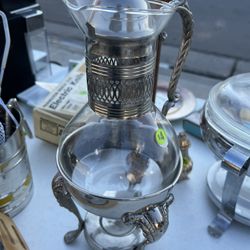 Vintage Silver and glass coffee pot for buffet service 