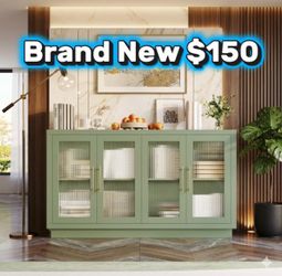 Veltri 55.1'' W Modern Sideboard, Buffet with Adjustable Shelves and Tempered Glass Doors