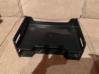 Five black desk file organizers