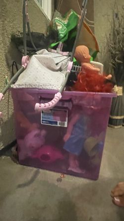Box filled with kids toys
