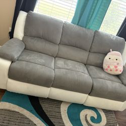 White & Grey Living Room Recliner Set