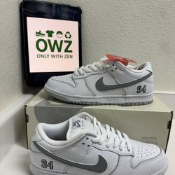 NIKE SB 'DUNK LOW SUPREME 94 WHITE METALLIC SILVER', SZ 7.5M/9W, BRAND NEW