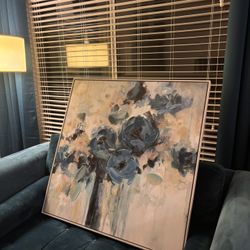 Large!!’37x37 Blue Flower, Bouquet Wrapped Canvas, Print Painting