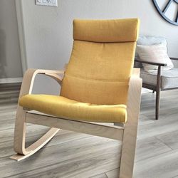 POANG Rocking Chair With Footstool Ottoman
