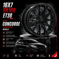 🔥 16x7 5x100 RTX Concorde Satin Black Wheels 🔥