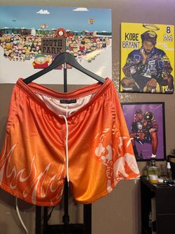 FIFTY2HUNDRED Orange Flame Print Mesh Shorts XXL