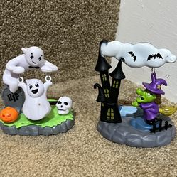 Solar Swinging Witch & Ghost Halloween Dances Under Bright Light set of 2 