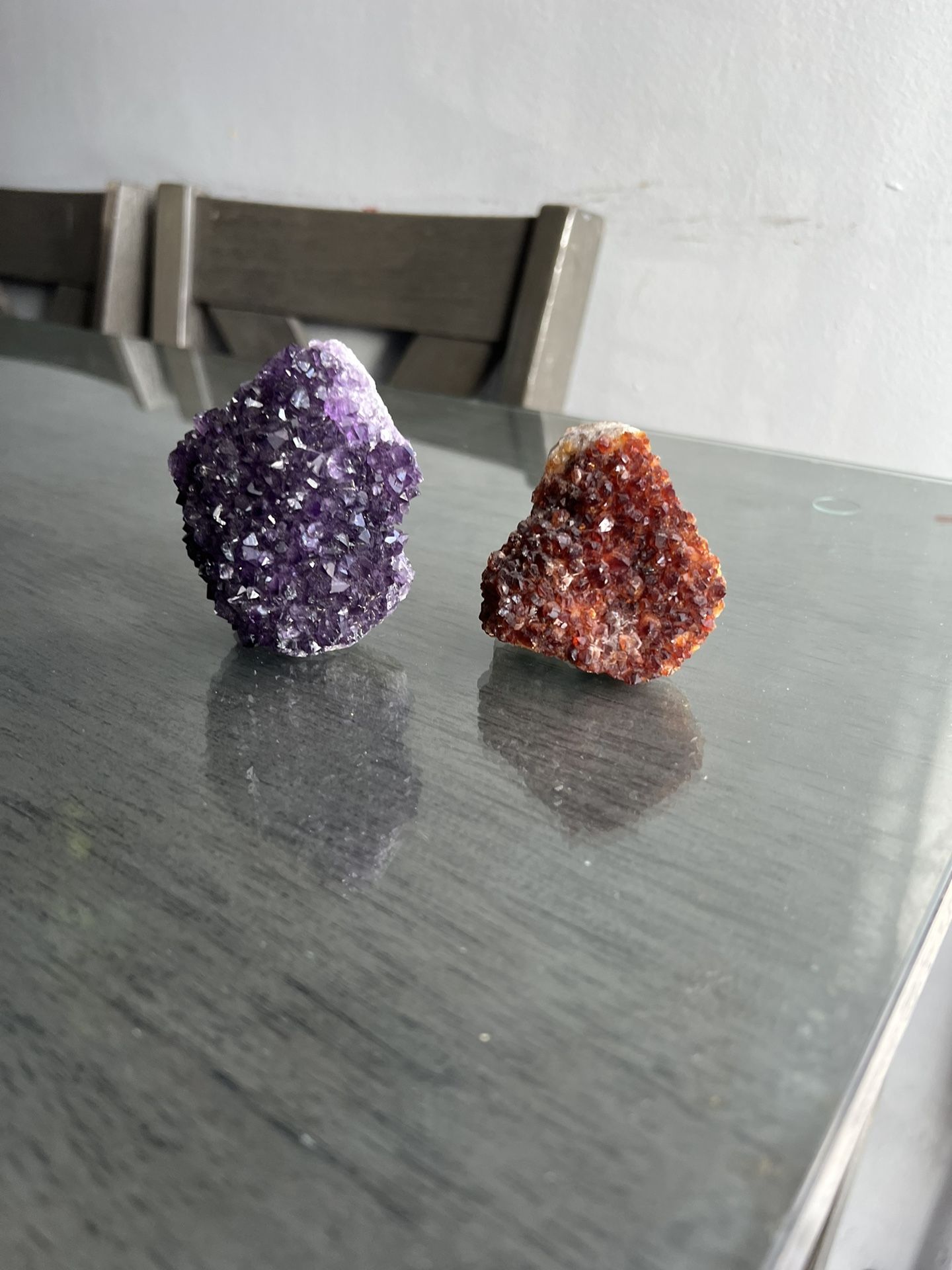 Amethyst And Citrine Cluster Pair