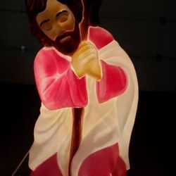 Brand is Empire, Christmas Nativity Lighted One Piece Joseph with Halo Blow Mold, Includes Light Cord, Indoor and Outdoor, Retired, Good Condition.