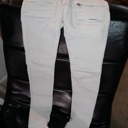 Women Designer Balmain Jean Cream Size 26
